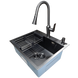 Комплект кухонної мийки Kraft NANO BLACK - 60х50HM PVD (3.0/1.0 мм) DEKOR K3705 фото 3