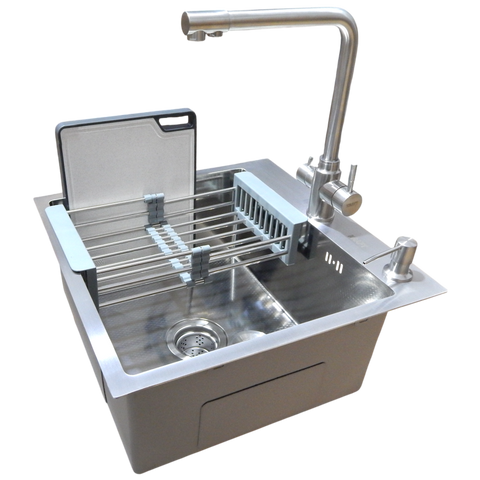 Комплект кухонної мийки Kraft KRF 5448 decor (3.0/1.0 мм) SM5605 фото