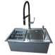 Комплект кухонної мийки Kraft KRF 6045 DECOR (3.0/1.0 мм)+Змішувач для кухні Kroner KRP Kuche - C03816BLK (хром) K5678 фото 4