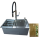 Комплект кухонної мийки Kraft KRF 6045 DECOR (3.0/1.0 мм)+Змішувач для кухні Kroner KRP Kuche - C03816BLK (хром) K5678 фото 1