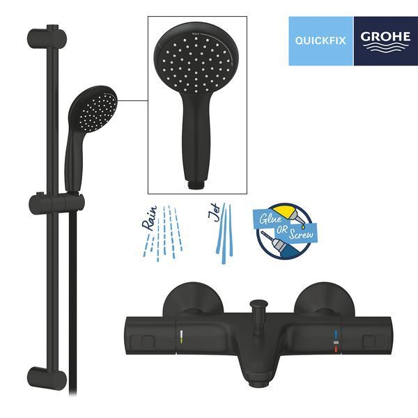 Змішувач термостатичний для ванни Grohe QuickFix Precision Start Black UA303907T1 CV032751 фото