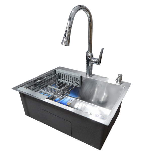 Комплект кухонної мийки Kraft KRF 6045 DECOR (3.0/1.0 мм) K3108 фото