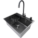 Комплект кухонной мойки Kraft NANO BLACK PVD HS60*45 (3.0/1.0 мм) декор SM10540 фото 2