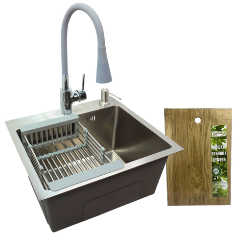 Комплект кухонної мийки Kraft KRF 4540 decor (3.0/1.0 мм) K42540 фото