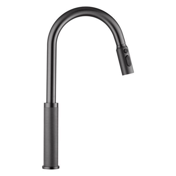 Комплект кухонної мийки Kraft NANO BLACK PVD Декор HS 54*48 (3.0/1.0 мм)+Змішувач для кухні з висувним шлангом K9381 фото