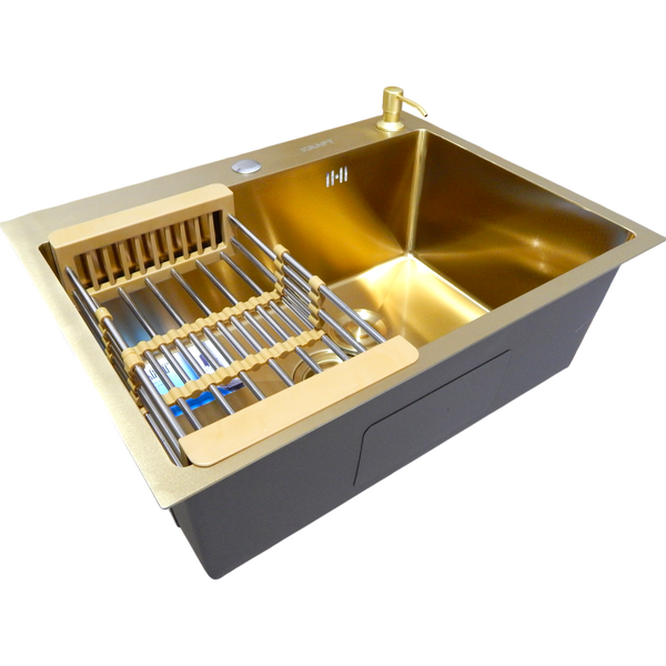 Кухонна мийка Kraft NANO GOLD PVD HS60*45 (3.0/1.0 мм) декор SM25760 фото
