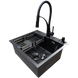 Комплект кухонної мийки Kraft HM 50х50 NANO BLACK PVD (3.0/1.0 мм) K3016 фото 3