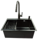 Комплект кухонной мойки Kraft NANO BLACK PVD HS 540х480 (3.0/1.0 мм) декор K221307 фото 5