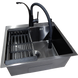 Комплект кухонної мийки Kraft HM 50х50 NANO BLACK PVD (3.0/1.0 мм) K3016 фото 4