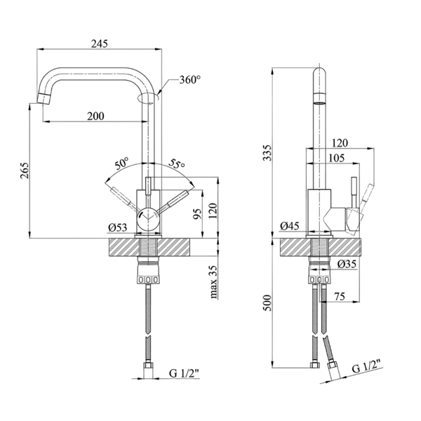 Комплект кухонної мийки Kraft KRF 5448 DECOR (3.0/1.0 мм) SM70160 фото