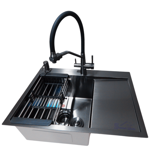 Комплект кухонної мийки Kraft NANO BLACK PVD HS 65х48 (3.0/1.0 мм) SM2824 фото