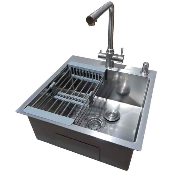 Комплект кухонної мийки Kraft KRF 5050 decor (3.0/1.0 мм) SM5050 фото