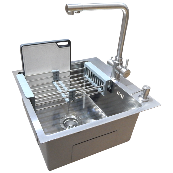 Комплект кухонної мийки Kraft KRF 5050 decor (3.0/1.0 мм) SM5050 фото
