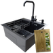 Комплект кухонної мийки Kraft HM 50х50 NANO BLACK PVD (3.0/1.0 мм) SM633 фото 1