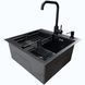 Комплект кухонної мийки Kraft HM 50х50 NANO BLACK PVD (3.0/1.0 мм) SM633 фото 2