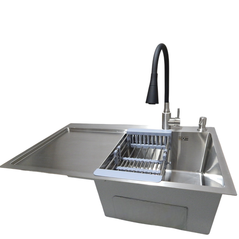 Комплект кухонної мийки Kraft Handmade HS R 780х480 (3.0/1.0 мм) SM16058 фото