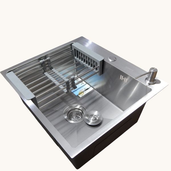 Комплект кухонної мийки Kraft Handmade KRF 6045 DECOR (3.0/1.0 мм) SM303 фото