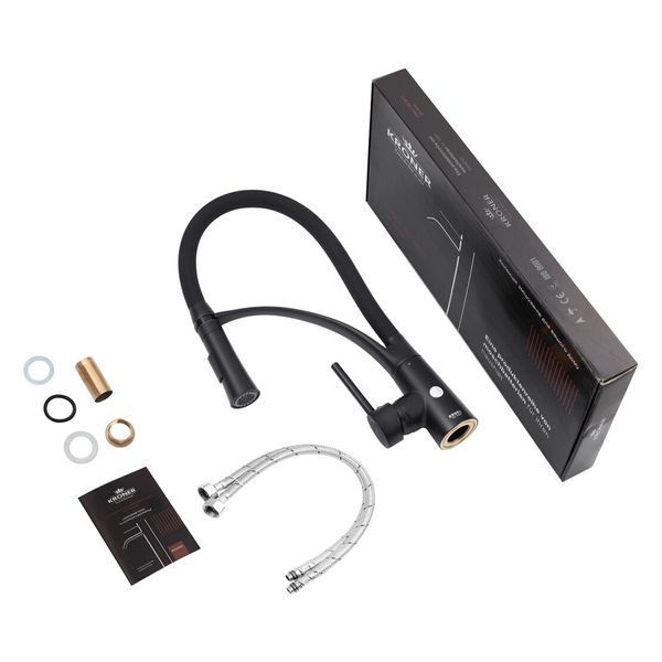 Комплект кухонної мийки Kraft KRF 4540 NANO BLACK (DECOR) PVD (3.0/1.0 мм) K800 фото