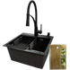 Комплект кухонної мийки Kraft KRF 4540 NANO BLACK (DECOR) PVD (3.0/1.0 мм) K800 фото 1