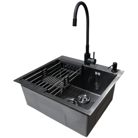 Комплект кухонної мийки Kraft -NANO BLACK 5050HM PVD K3089 фото