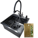 Комплект кухонної мийки Kraft HM 50х50 NANO BLACK PVD (3.0/1.0 мм) DEKOR SM1315 фото 1