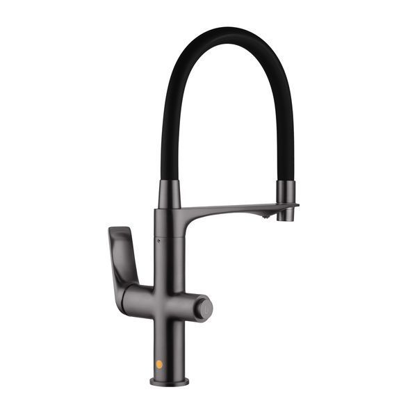 Комплект кухонної мийки Kraft NANO BLACK PVD Decor HS60*50 (3.0/1.0 мм)+Змішувач для кухні Kroner KRP Graz - GRP03815 K30822 фото