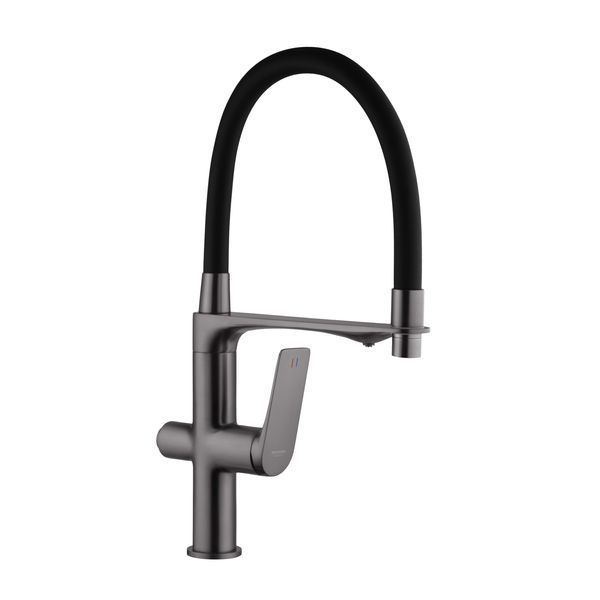 Комплект кухонної мийки Kraft NANO BLACK PVD Decor HS60*50 (3.0/1.0 мм)+Змішувач для кухні Kroner KRP Graz - GRP03815 K30822 фото