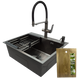 Комплект кухонної мийки Kraft NANO BLACK PVD Decor HS60*50 (3.0/1.0 мм)+Змішувач для кухні Kroner KRP Graz - GRP03815 K30822 фото 1