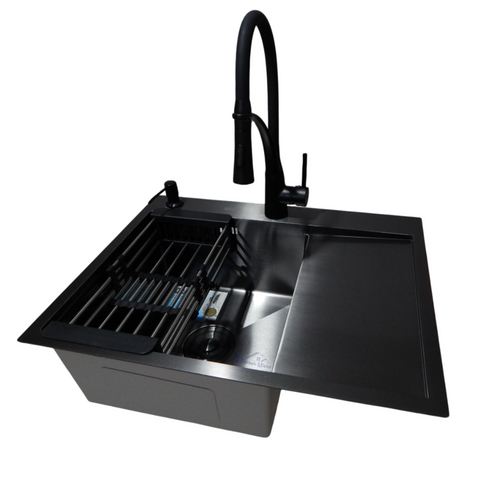 Комплект кухонної мийки Kraft NANO BLACK PVD HS 65х48 (3.0/1.0 мм) K3096 фото