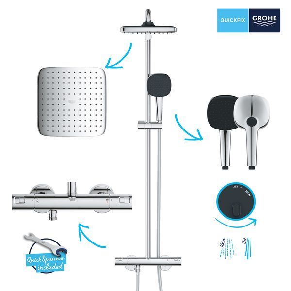 Набір змішувачів 2 в 1 для ванної кімнати Grohe QuickFix Vitalio Comfort Cube зі змішувачем для раковини Dice (UA203101TM) CV037312 фото