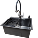 Комплект кухонної мийки Kraft графіт HS 600Х450мм NANO BLACK PVD Декор (3.0/1.0 мм)+Змішувач для кухні з підключенням до фільтра Kroner Edelstahl Klassisch - PVD03817BLK K3247 фото 3